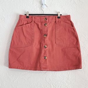ASOS Denim Red Button Down Skirt Size 12